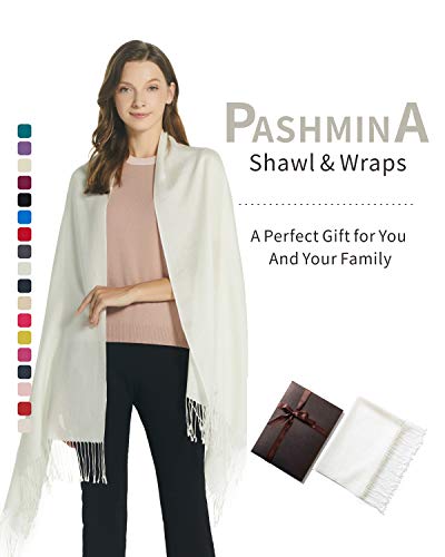 EURKEA Women's Scarf Pashmina Silky Soft Shawls Wraps Stole for Evening, Wedding and Gift - color: Cream