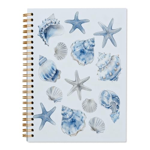 Blue Seashell Notebook Journal for Women Teen Girls, Preppy Beach Notebooks for College School Office Note Taking, Gifts for Women Teen Girls Kids Diary, 5.5x8.3 - color: blue