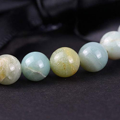 Natural Gemstones Bracelet 8mm Chakra Round Beads Energy Power Crystal Reiki Healing Elastic Stretch 7 Inch for Women Men Unisex - color: Amazonite