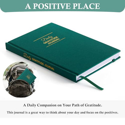 Comkiso Gratitude Journal with 4 Inspirational Stickers: Undated Daily Gratitude Journal for Women and Men - More Happiness, Affirmation, and Mindfulness in A Few Minutes with Prompts & Quotes (Green) - color: B. Green