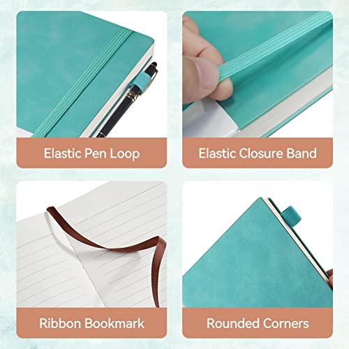 Hardcover Journals 200 Pages, Leather Lined Journal Notebooks, A5 College Ruled Thick Classic with Pen Loop Notebook Journals for Writing, for Men Women Office School, 5.75'' X 8.38'', Green - color: Green