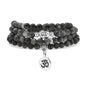 Japa Mala Beads 108 Bracelet, Buddha Charm Necklace with OM Yoga Symbol Charm for Men or Women - style: Labradorite