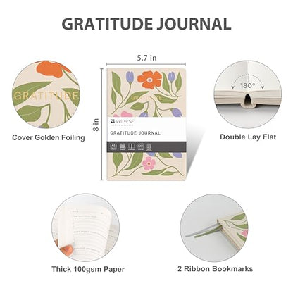 And Per Se Gratitude Journal – 5 Minute Daily Practice for Women with Prompts & Quotes – Undated Mindfulness & Happiness Notebook (Botanical Floral)