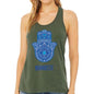 Namaste Print Women's Racerback Tank - Yoga Lover Gift Ideas - Meditation Inspired Present - color: Military Green, size: X-Large