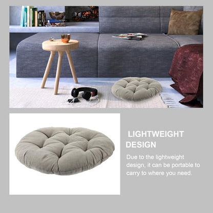 Floor Pillow Seat Cushion Corduroy Thick Tufted Meditation Mat 42cm Diameter 6-8cm Thick Charcoal Grey Floor Seating Cushion for Yoga Living Room Tatami