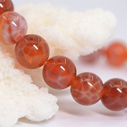 Justinstones Gem Semi Precious Gemstone 8mm Round Beads Stretch Bracelet 7 Inch Unisex - color: Red Crab Fire Agate