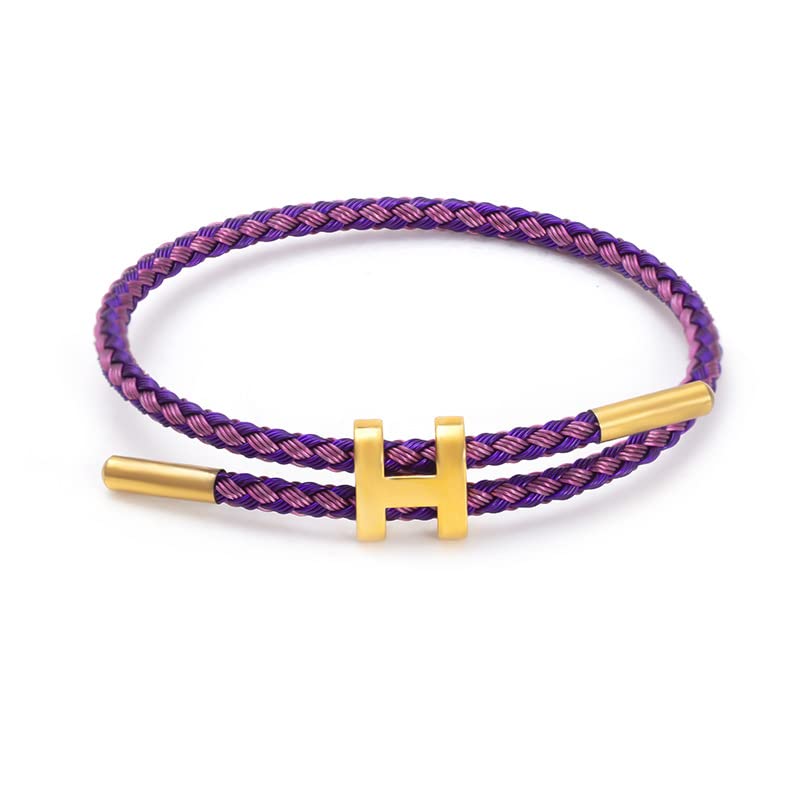 Steel Bracelet Link, Adjustable H-shape Wire Rope Bracelet, Lucky Jewelry with Titanium Buckle for Birthday, Valentine's, Graduation, Fashion Gift for Women, Men, Lovers, Friends - color: purple pink