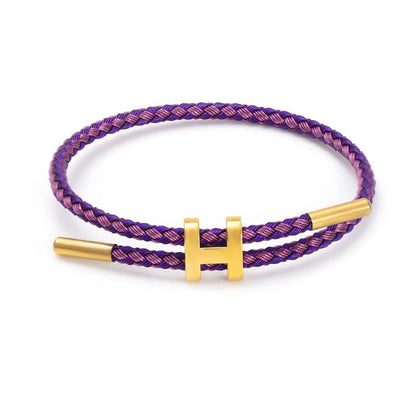 Steel Bracelet Link, Adjustable H-shape Wire Rope Bracelet, Lucky Jewelry with Titanium Buckle for Birthday, Valentine's, Graduation, Fashion Gift for Women, Men, Lovers, Friends - color: purple pink
