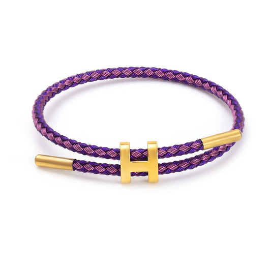 Steel Bracelet Link, Adjustable H-shape Wire Rope Bracelet, Lucky Jewelry with Titanium Buckle for Birthday, Valentine's, Graduation, Fashion Gift for Women, Men, Lovers, Friends - color: purple pink