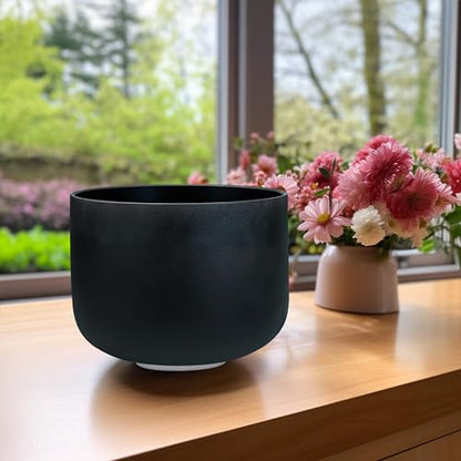 TOPFUND Black D# Note Crystal Singing Bowl Navel Chakra 8 inch with Heavy Duty Carrying Case and Suede Mallet - color: Black D# Note, size: 8 inch