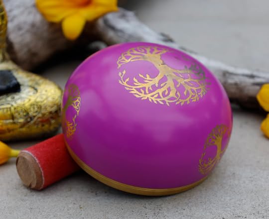 Tree Of Life Singing Bowl Complete Set ~ For Meditation, Yoga, Spiritual Healing and Mindfulness (Pink) - color: Pink
