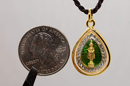 Artschatz Weekday Birthday Buddha Golden Colorful Thai Pendant, Amulet, Necklace, Charm, Sunday, Monday, Tuesday, Wednesday, Thursday, Friday, Saturday - style: Wednesday - Phra Um Bhat “Receiving"