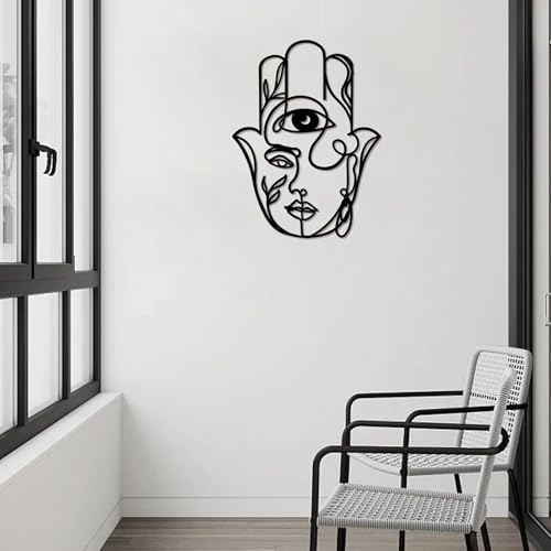 ShxTrade Metal Sacred Geometry Wall Art, Metal Zen Wall Decor Iron Buddha Wall Art Meditation Symbol Hand Room Decoration for Yoga Bedroom Living Room Baptism Housewarming