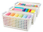 Basicwise Set of 3 White Rectangular Plastic Storage Basket with Easy-Grip Handles Ventilated Organizer Bin for Bathroom Pantry Closet Laundry Kitchen Shelf Countertop & Home Organization Essentials - size: Set of 3