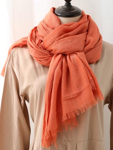 Harewom Lightweight Gauze Linen Feeling Shawl Wraps for Women Beach Summer Scarf for Evening Wedding Dresses - color: Shawl Wraps - Orange