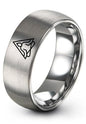 Gift for Yoga Fan - Yoga Meditation Ring - Flat Dome Bevel - Band - Men Women - Brushed Polished - Tungsten - Personalized Custom Engraving - 8mm - Anniversary Wedding - Yellow Rose Gold Silver - color: 01 - Grey Tungsten