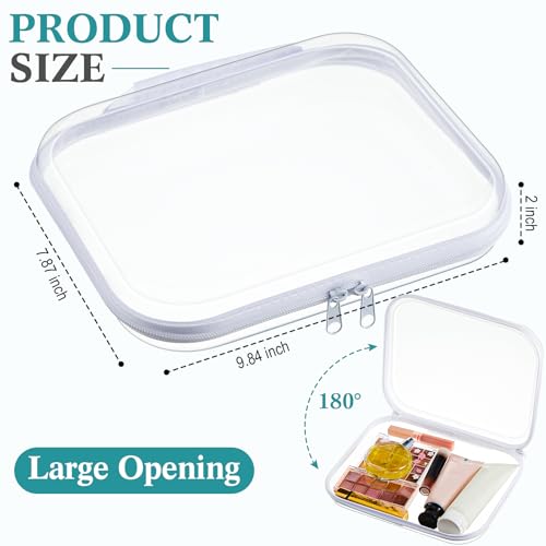 Sanwuta 4 Pcs Clear Hard Zipper Case with Handle Office Storage Cases Hard Plastic Pouches Transparent Bins for Crafts, Snacks, Cosmetics, Puzzles(9.8 x 7.9 x 2 Inches,White) - size: 9.8 x 7.9 x 2 Inches