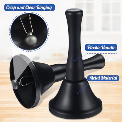 50 Pcs Small Steel Hand Bells Bulk Dinner Service Bells with Plastic Handles Call Handbells for Church Classroom Sick Elderly Teachers Adults(Black) - color: Black
