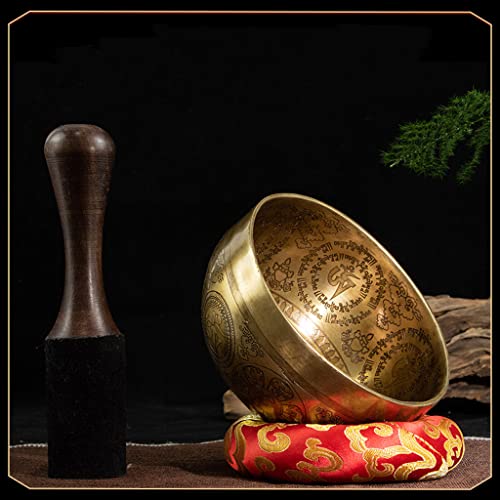 Singing Bowl Meditation Sound Bowl Handmade Carving Sound Therapy Bowl Carving Bowl Yoga Meditation Bowl for Healing