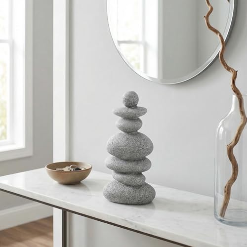 DECHOUS Japanese Zen Stacked Rocks Decor Faux Zen Garden Stone Sculpture for Garden, Meditation, Indoor Outdoor Small Rock Figurines
