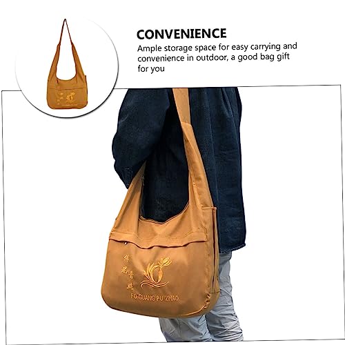 NOLITOY Buddhist Monk Sling Bag Ethnic Style Cotton Canvas Backpack for Meditation and Travel Water-Resistant Adjustable Strap and Spacious Storage
