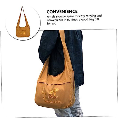 NOLITOY Buddhist Monk Sling Bag Ethnic Style Cotton Canvas Backpack for Meditation and Travel Water-Resistant Adjustable Strap and Spacious Storage