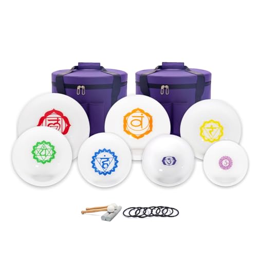 Hye-eun 7pcs Crystal Singing Bowls 432hz 7-12 Inch Quartz Sound Bowls Meditation Chakra Set with Carrying Case for Yoga Sound Healing - color: 7-12inch 432hz Chakra 7pcs
