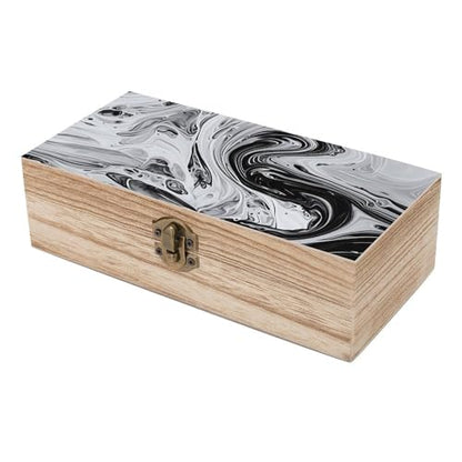 Black Grey Wooden Storage Box Decorative Trinket Keepsake Box Wood Jewelry Organizer Box for Bedroom Office with Hinged Lid And Front Clasp