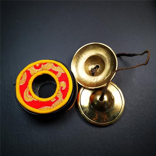 Tibetan Tingsha Bell Set - Tibetan Cymbals - for Sound Healing, Yoga, Meditation, and Mindfulness,Handmade in Nepal,Made of Brass,Plain Pattern,6.5cm/2.6 inch - color: 2-Brass-Plain-6.5cm