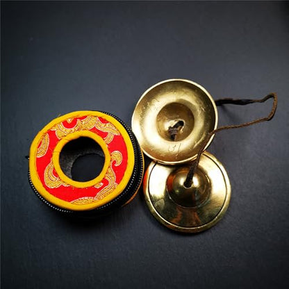 Tibetan Tingsha Bell Set - Tibetan Cymbals - for Sound Healing, Yoga, Meditation, and Mindfulness,Handmade in Nepal,Made of Brass,Plain Pattern,6.5cm/2.6 inch - color: 2-Brass-Plain-6.5cm