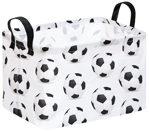 Rectangle Soccer Football Storage Basket | Gift Storage, Home Shelf Organizer Box, Clothes Laundry Hamper, Nursery Basket, With Handles - color: Soccer