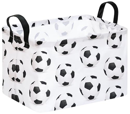 Rectangle Soccer Football Storage Basket | Gift Storage, Home Shelf Organizer Box, Clothes Laundry Hamper, Nursery Basket, With Handles - color: Soccer