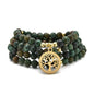 Meditation Accessories, 108 Mala Beads, Gold Tree of Life Charm, Yoga Beads Bracelet or Necklace for Men or Women - style: African Turquoise