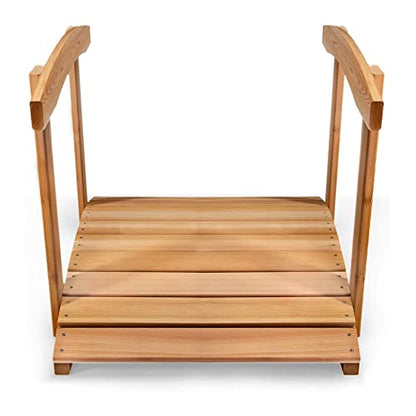 All Things Cedar Wooden Bridge, Outdoor Garden Walkway with Side Rails, 3', Natural - size: 3-Ft Bridge & Rails