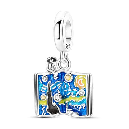 Prayer Cross Elephant Airplane Suitcase Charm 925 Sterling Silver Charms fits for Bracelets Necklace Pendant Bead Charms Jewelry Gift for Women Family - color: Book Charm