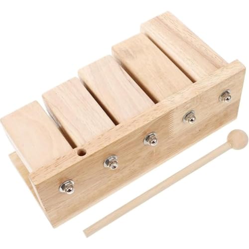Wood Percussion Block 5 Tone Rhythm Block with Mallet Maple, Wooden Tone Block Instrument Set: 5-Tone Maple Block-Hand Polished Structure | Rhythm Practice Percussion