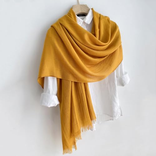 Harewom Lightweight Gauze Linen Feeling Shawl Wraps for Women Beach Summer Scarf for Evening Wedding Dresses - color: Shawl Wraps - Yellow