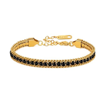 Colorful Tennis Bracelet - Adjustable Boho Stackable Crystal Jewelry for Best Friends Bridesmaids Party Gift Women YA6108 - color: Black