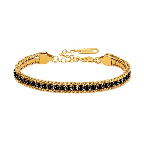 Colorful Tennis Bracelet - Adjustable Boho Stackable Crystal Jewelry for Best Friends Bridesmaids Party Gift Women YA6108 - color: Black