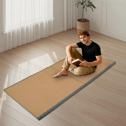 Coconut Fiber Floor Mat, 78"x39" Foldable Tatami Mattress, Breathable Meditation Mat, Eco-Friendly, Supportive Yoga/Bed Mat for Home, Meditation, Tea Room - color: Blue