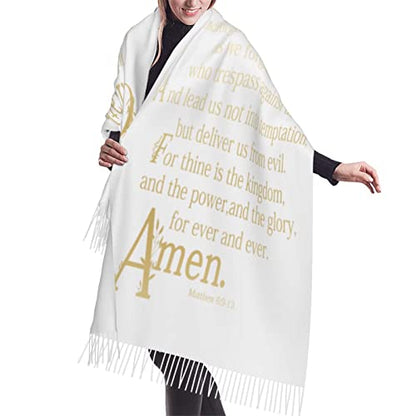 Presents for Women,White Religious Christian Jesus Loves Me Bible Verse Fringe Pashmina Shawl Wrap for Bridal Wedding Party - color: Ube01