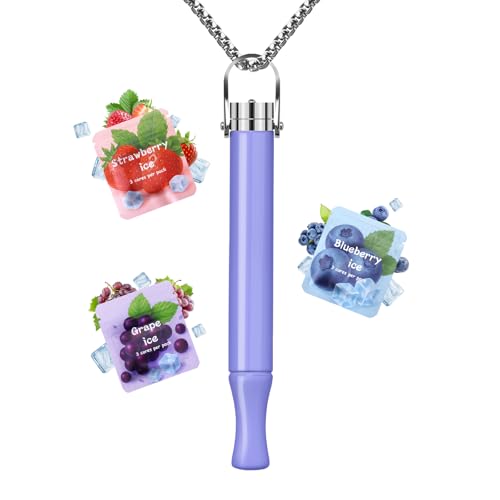 Breathing Necklace for Anxiety Relief – Mindful Air Breathing Necklace, Stress Relief Calm Device with Smooth Resistance, Stainless Steel，Meditation Jewelry Gifts for Women and Men - color: Purple-1