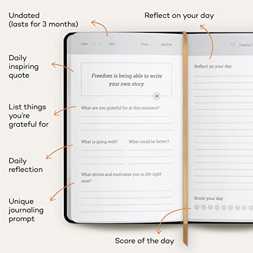 Vertellis Chapters : Undated Journal for Gratitude, Reflection & Self Care | Gratitude Journal, Self-Care Journal & Daily Journal with Quotes and Prompts. 100+ pages. Vegan Leather Hardcover
