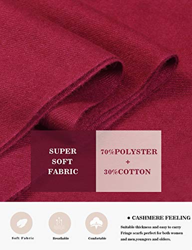 Pashmina Shawl Women Winter Scarf Warm Wedding Wraps Ladies Scarves for Evening Dresses - color: Wine Red