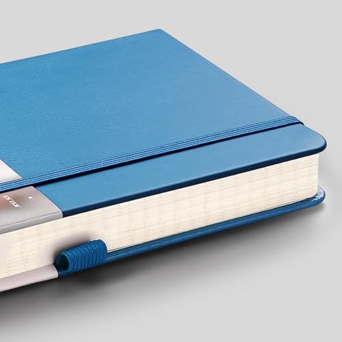 EMSHOI Dotted Journal Notebook, 256 Pages, 120 GSM Thick Paper, A5 Small 5.75"x8.38", PU Leather Hardcover, 5mm Dot Grid Notebook for Journaling, Planning, Drawing, Writing, Light Blue - color: LightBlue, size: A5-Dotted