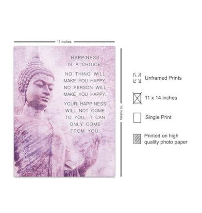 Buddhist Inspirational Quotes LARGE 11x14 - Motivational Quotes Wall Art - Zen Om Decor - Buddha Art - Inspirational Gifts for Women - positive Affirmations spiritual Gifts - Meditation Room Decor - size: 11"L x 14"W