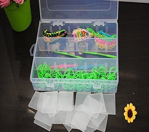 Kamay's Large Transparent Thick Hard 24 Grids Adjustable Compartment Slot Plastic Craft Storage Box Organizer For Toy Desktop Jewelry Accessory Drawer Or Kitchen Removable Dividers Container - style: L24 Compartment Slot