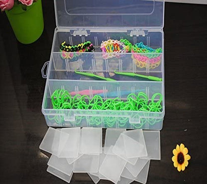 Kamay's Large Transparent Thick Hard 24 Grids Adjustable Compartment Slot Plastic Craft Storage Box Organizer For Toy Desktop Jewelry Accessory Drawer Or Kitchen Removable Dividers Container - style: L24 Compartment Slot