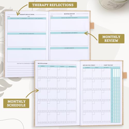 Mental Health Journal for Women and Men - Anxiety & Guided Journal with Mood & Habit Tracker - Take 5 Minuets Everyday - 91 Days Self Care Journal with Prompts, Begie - color: Beige
