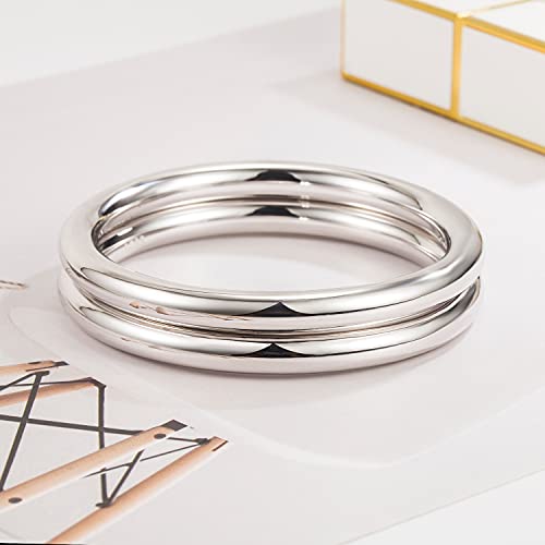 Dankadi Minimalism Women Men 925 Sterling Silver Bracelet Width 7-8MM Diameter 60-65 mm Solid Smooth On Bangle Cuff Fashion Fine Jewelry Gifts - color: Width 7MM 2 Piece, size: 2.67 inches